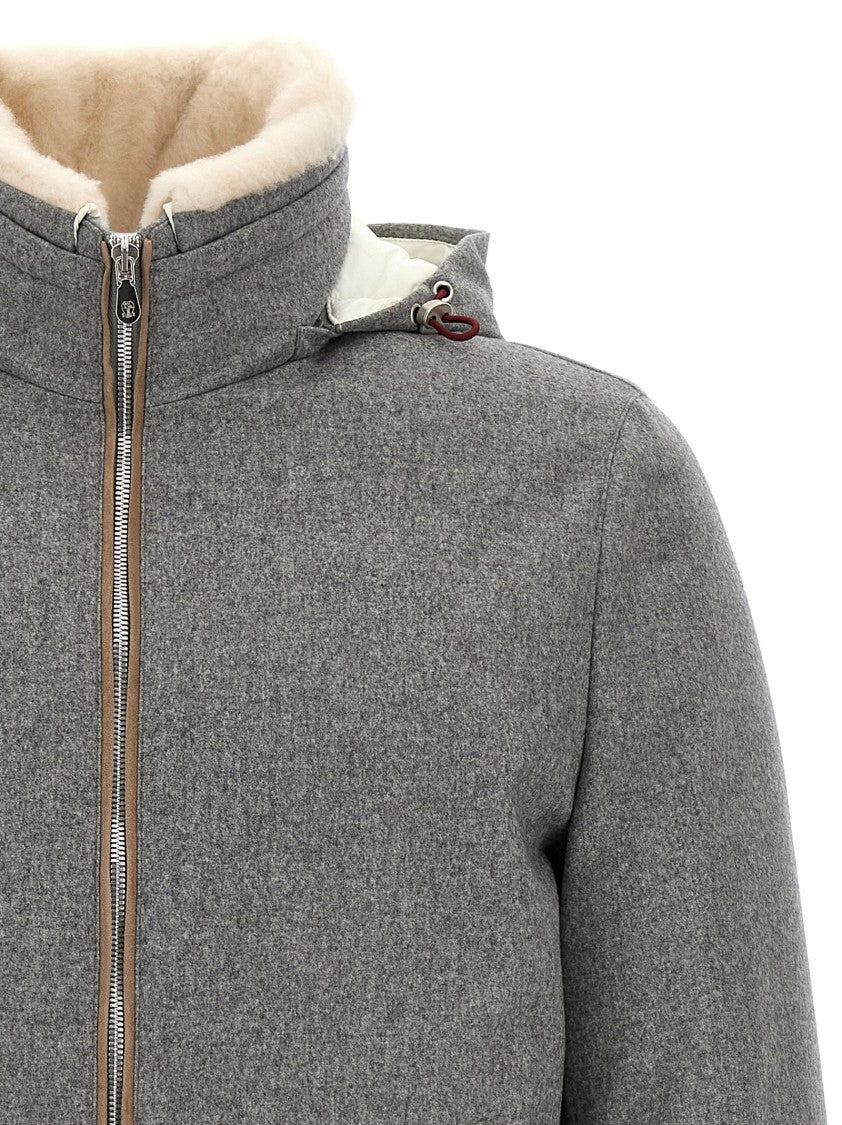 Brunello Cucinelli Sherling Neck Bomber Jacket