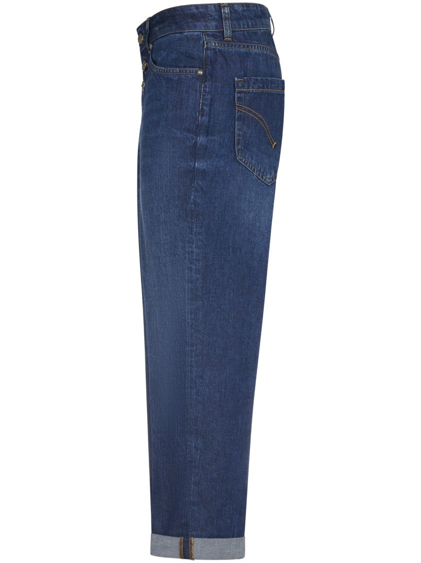 Dondup High-Waisted Denim Trousers With Rolled Cuffs