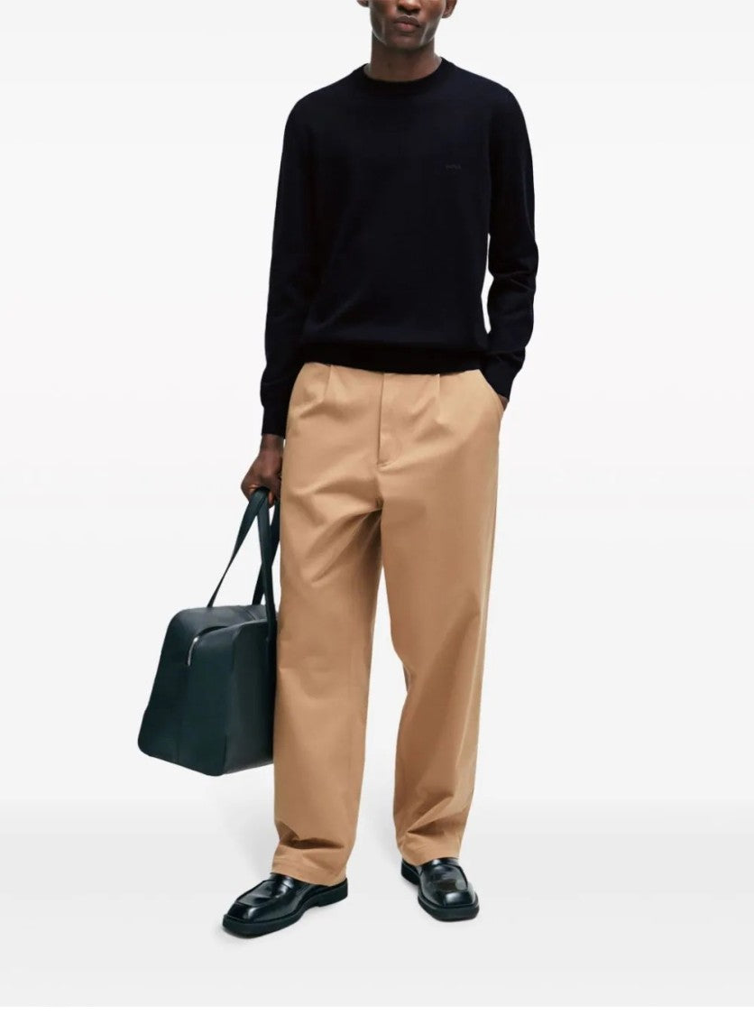 Hugo Boss Crew Neck Dark Blue Cotton Knitwear