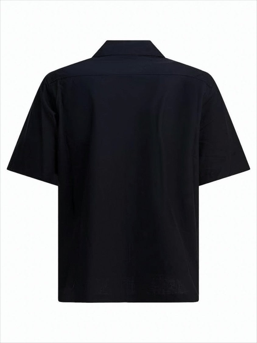 Auralee Classic Black Wool Short-Sleeved Shirt