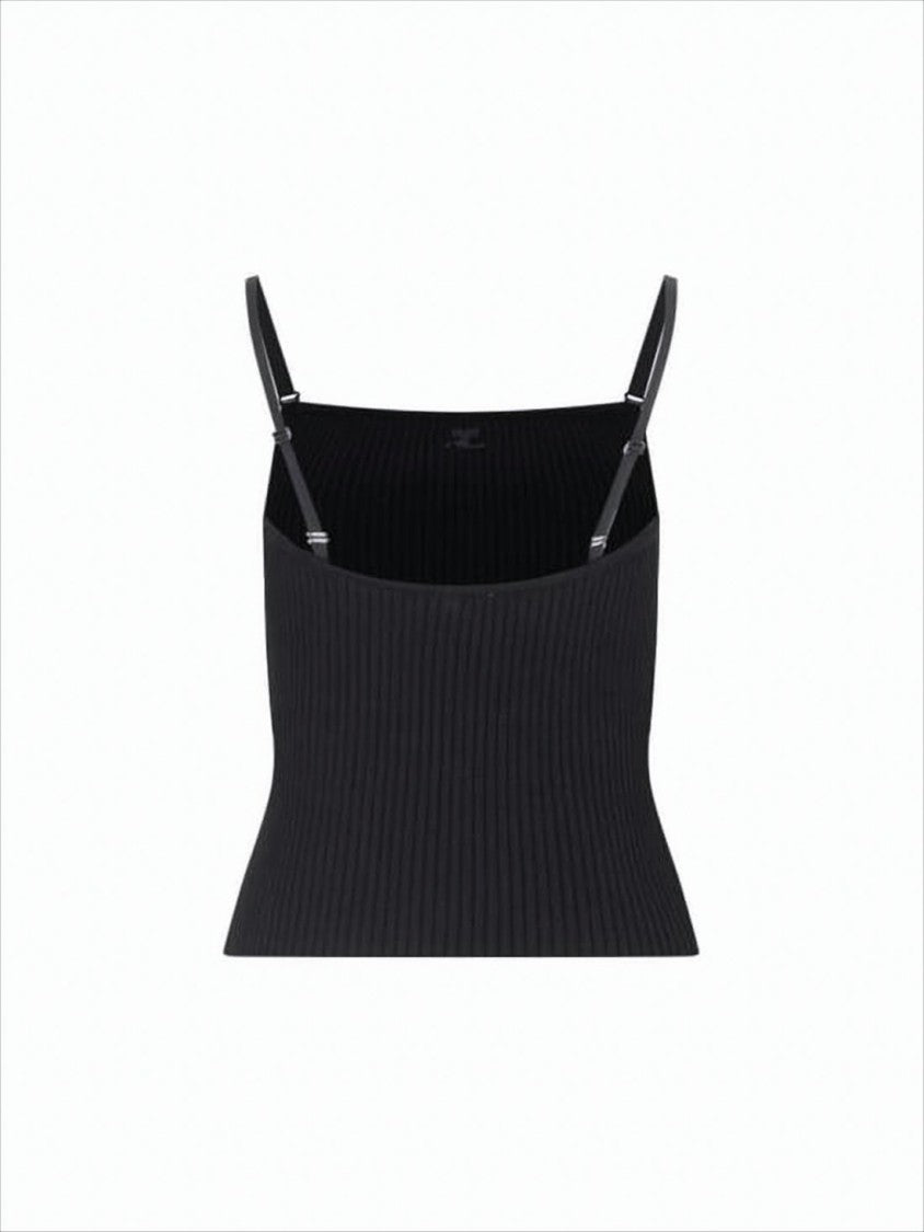 Courrèges Ribbed Sleeveless Top With Adjustable Straps And Fitted Silhouette