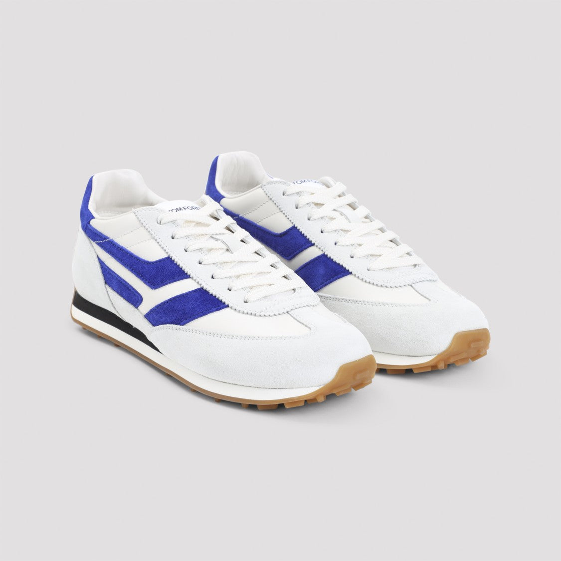 Tom Ford White Leather Sneakers With Purple Accents