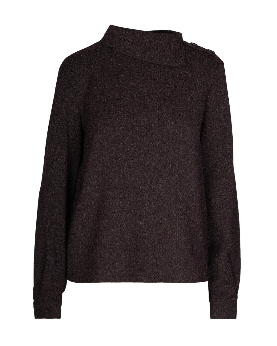 Patrizia Pepe Structured High-Collar Top With Decorative Button Detail