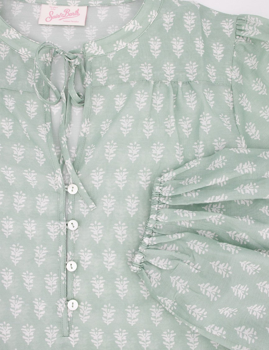 Mc2 Saint Barth Floral Pattern Oversize Shirt With Elasticated Cuffs