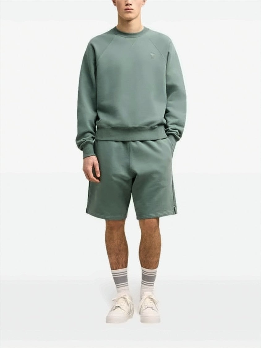 Ami Relaxed Fit Long-Sleeve Crewneck Sweatshirt With Tonal Embroidery