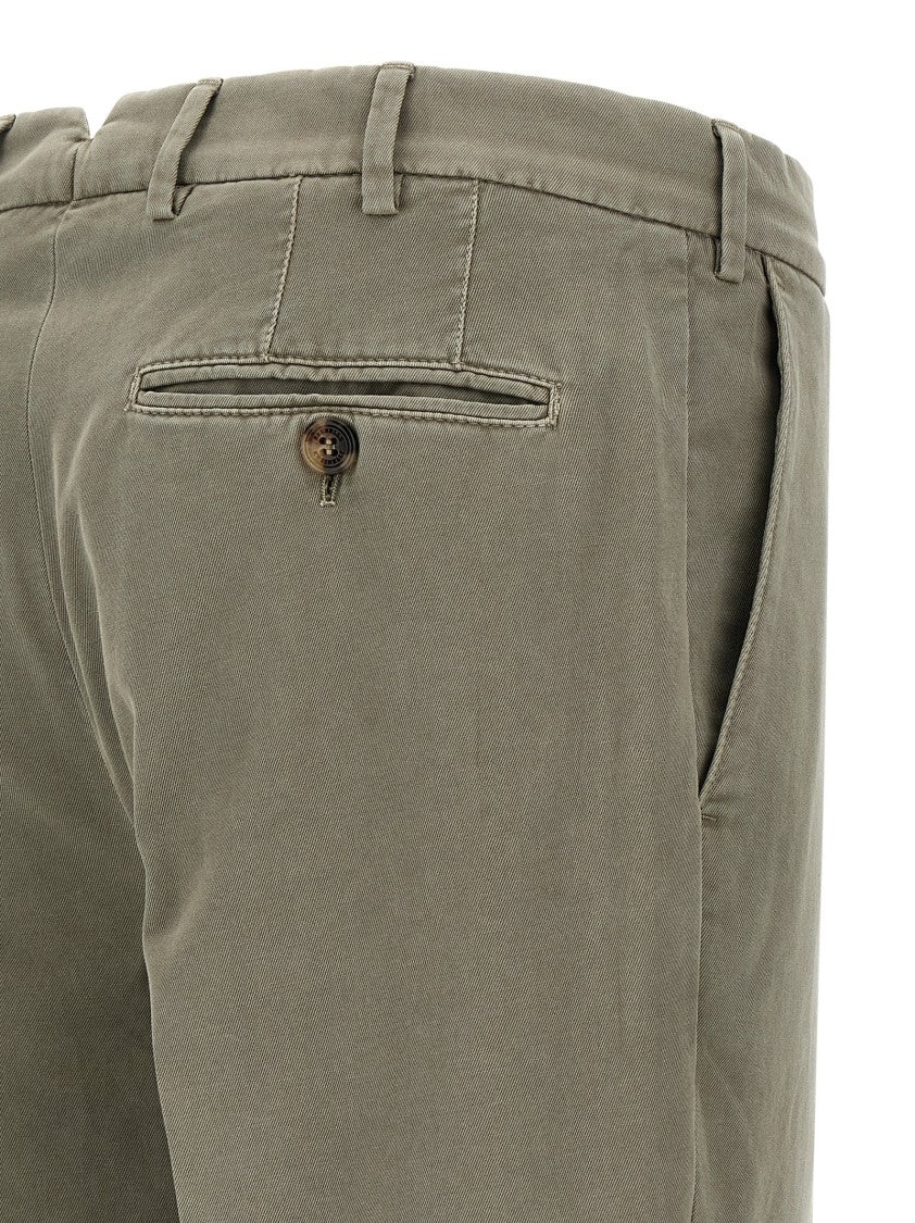 Brunello Cucinelli Garment-Dyed Cotton Trousers With Zip Closure