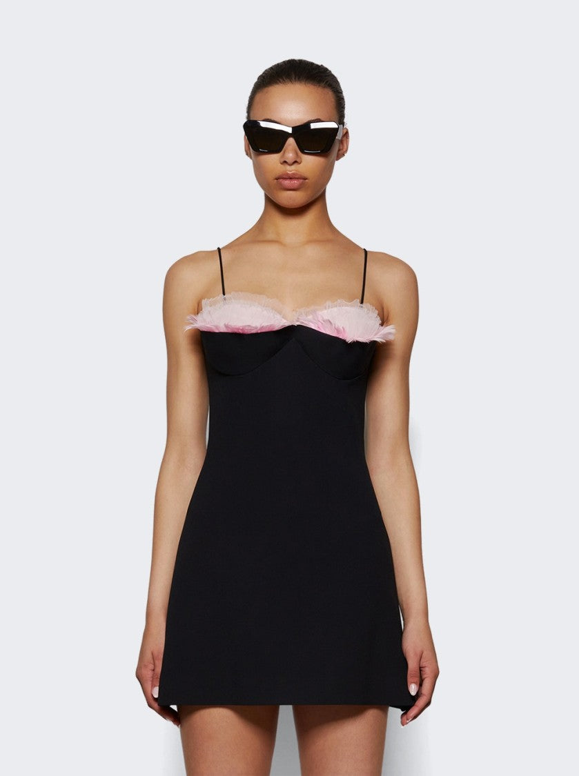 David Koma Tulle Ruffle & Feather Balconette Bra Mini Dress