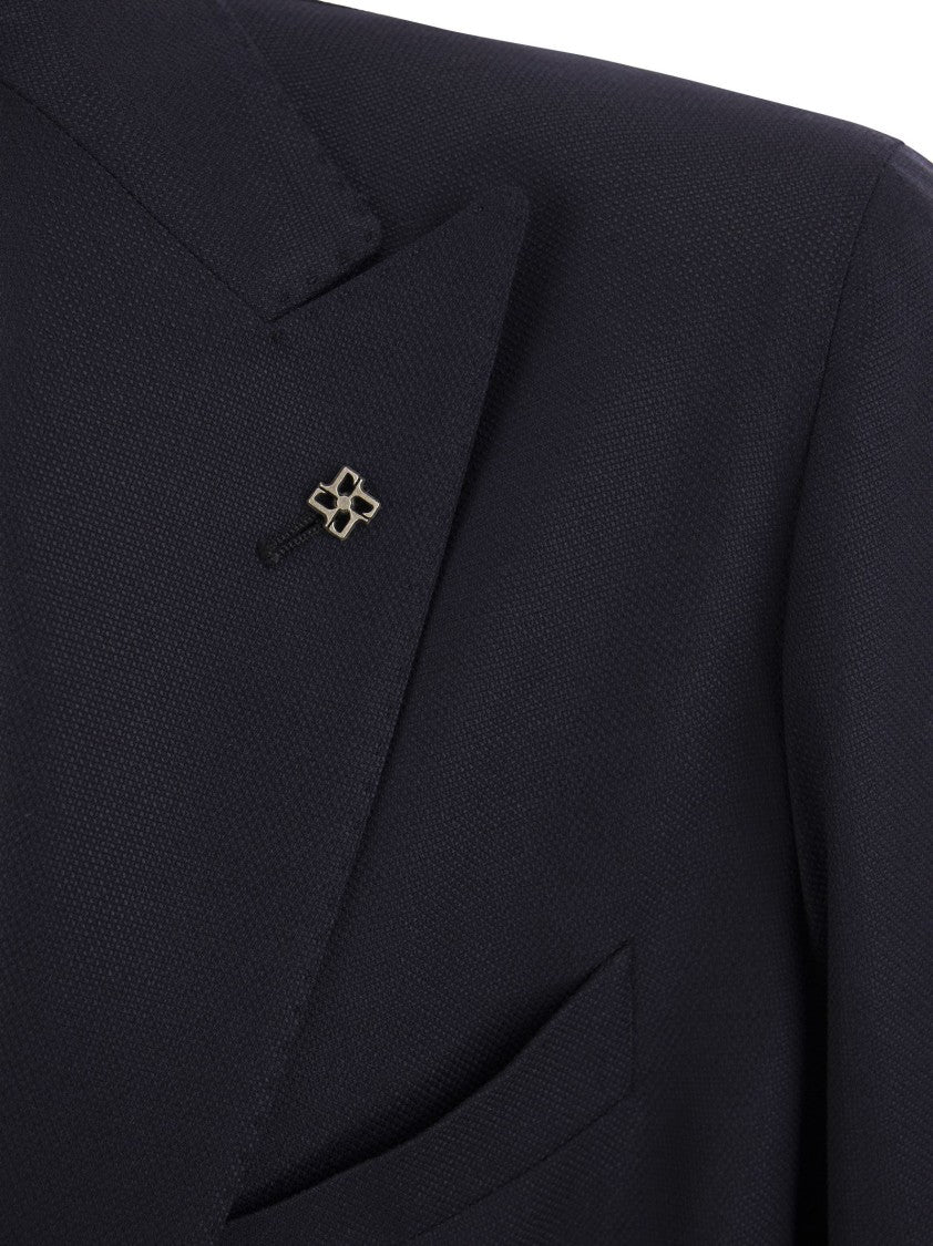 Tagliatore Tailored Black Wool Jacket With Revered Collar