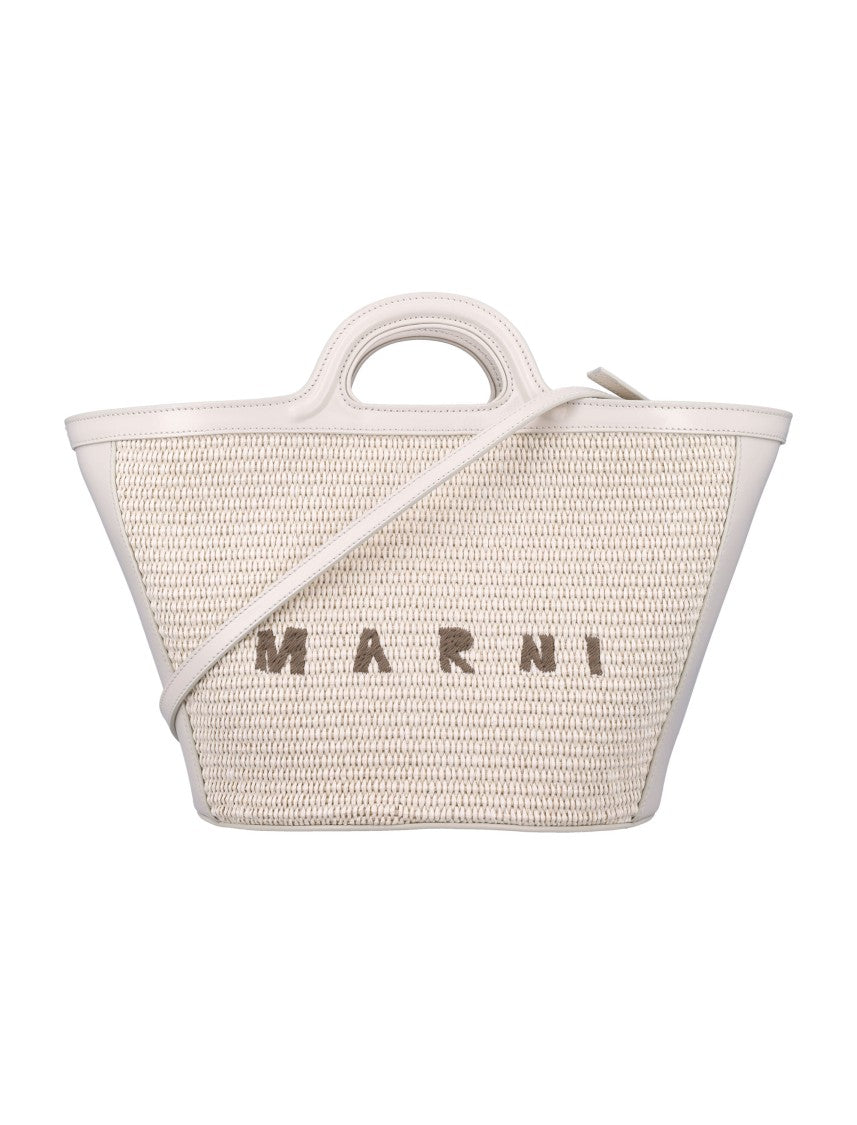 Marni Tropicalia Small Trapezoidal Woven Tote Bag