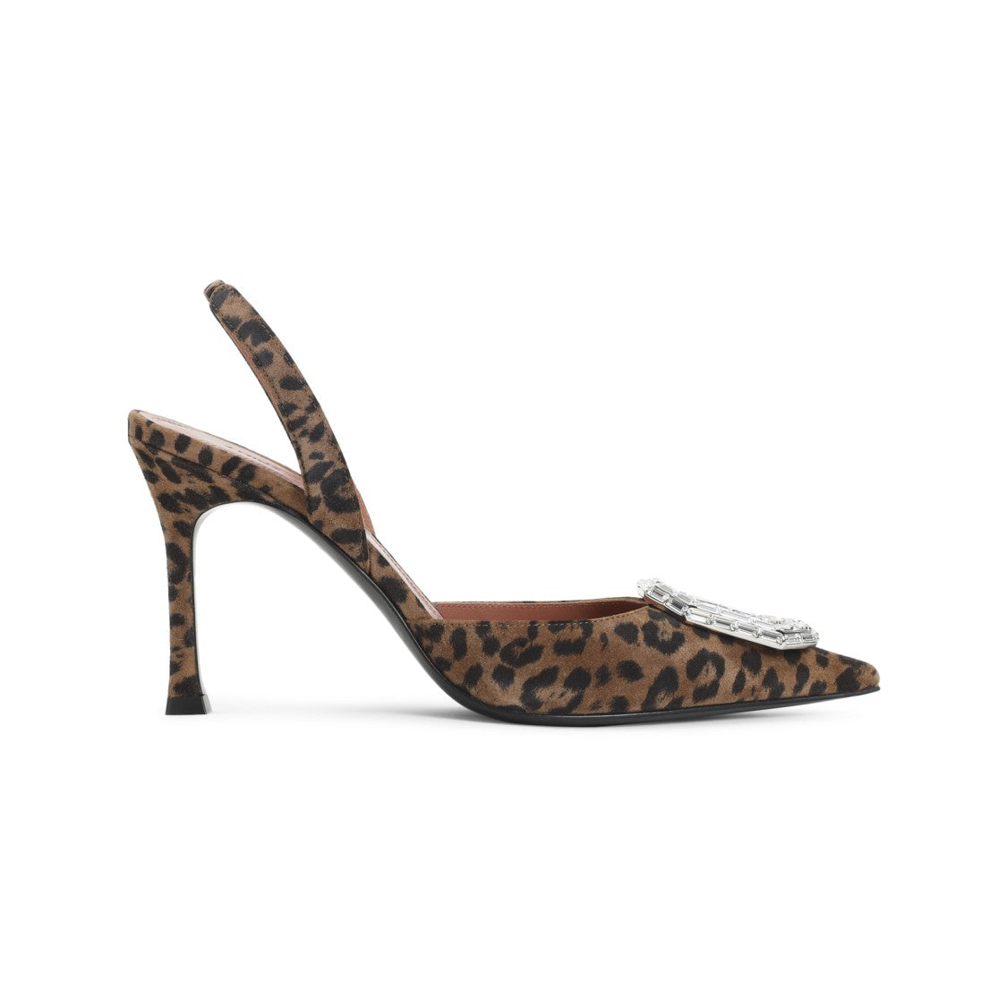 Amina Muaddi Pointed-Toe Slingback Heels With Crystal Embellishment
