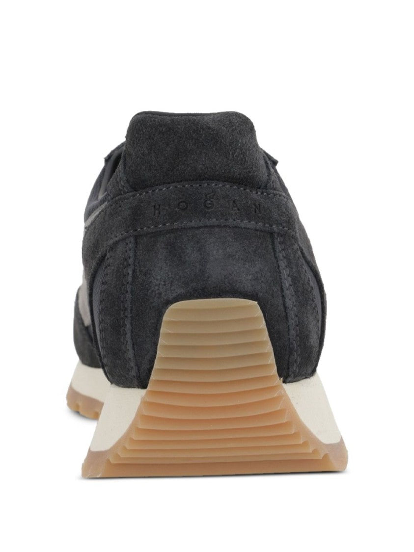 Hogan Black Sneakers With Textured Suede And Mesh Upper