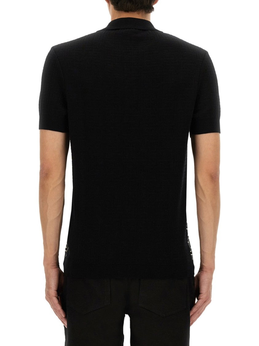 Balmain Monogram Pattern Polo With Classic Collar