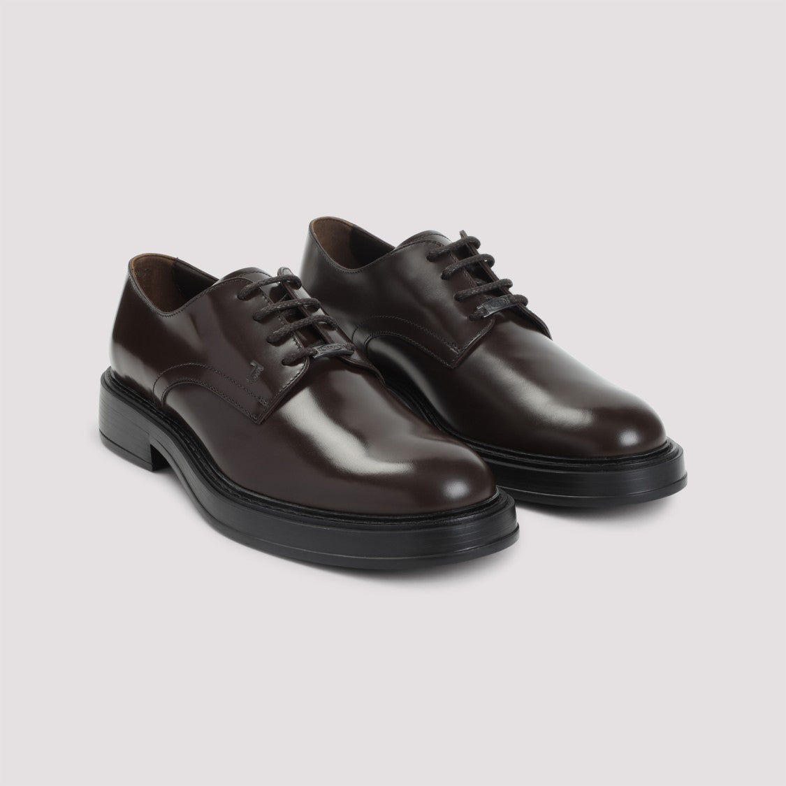Tod's Dark Tobacco Brown Leather Derbies