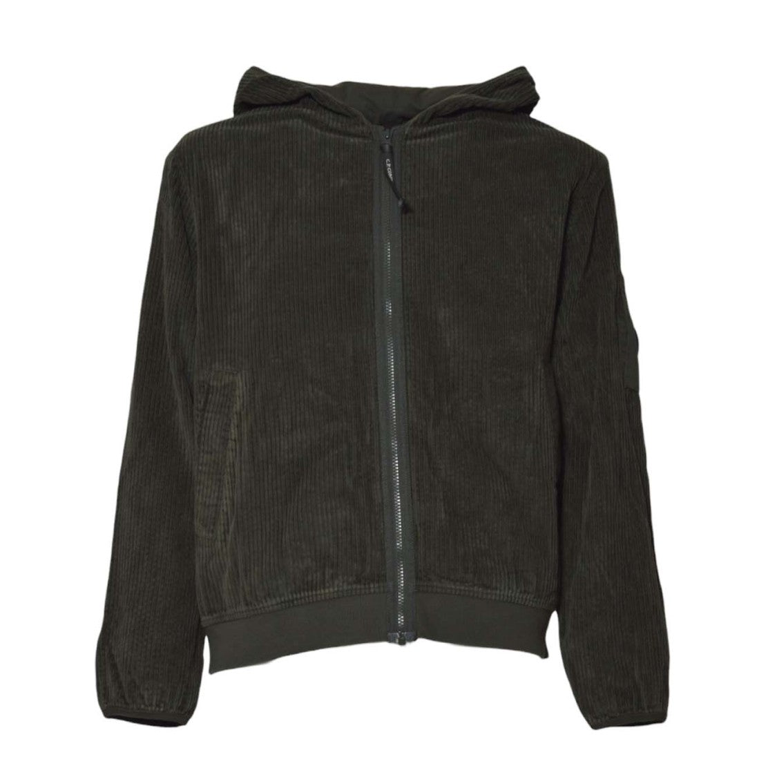 C.P. Company Textured Hooded Zip-Up Sweater With Distinctive Patch Pocket