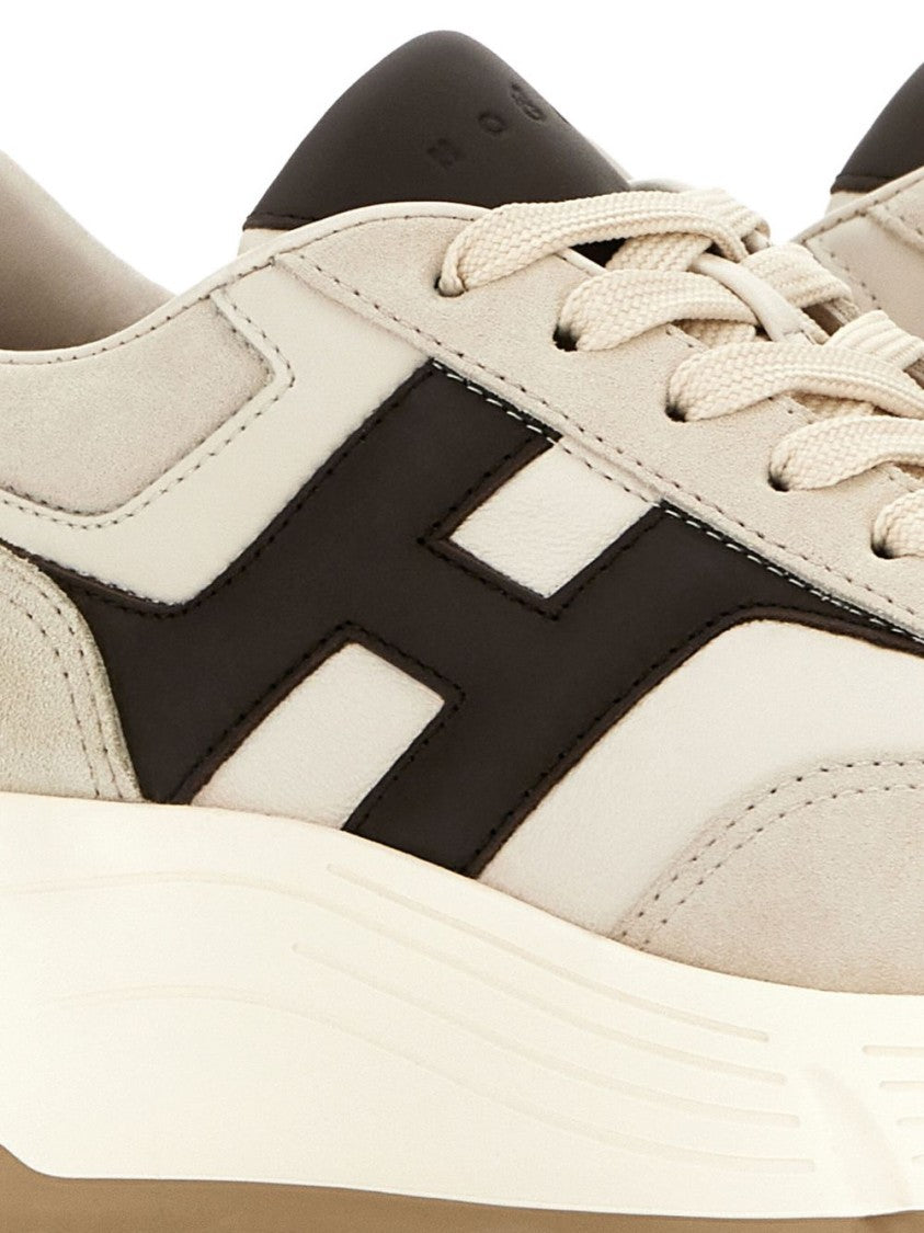 Hogan Beige And Black Hogan Sneakers