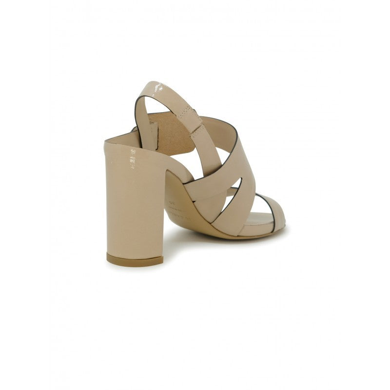 Roberto Del Carlo Beige Patent Leather Sandals