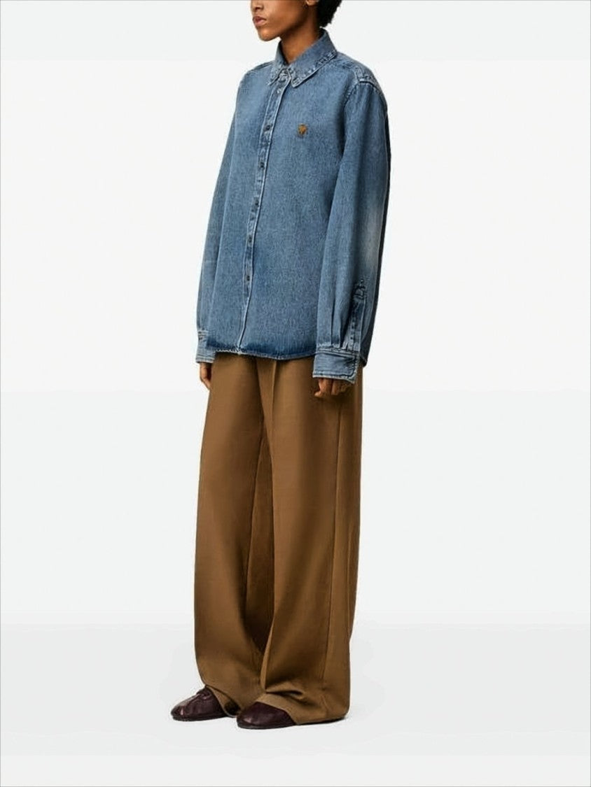 Ami Relaxed Fit Blue Denim Jacket With Button-Up Front