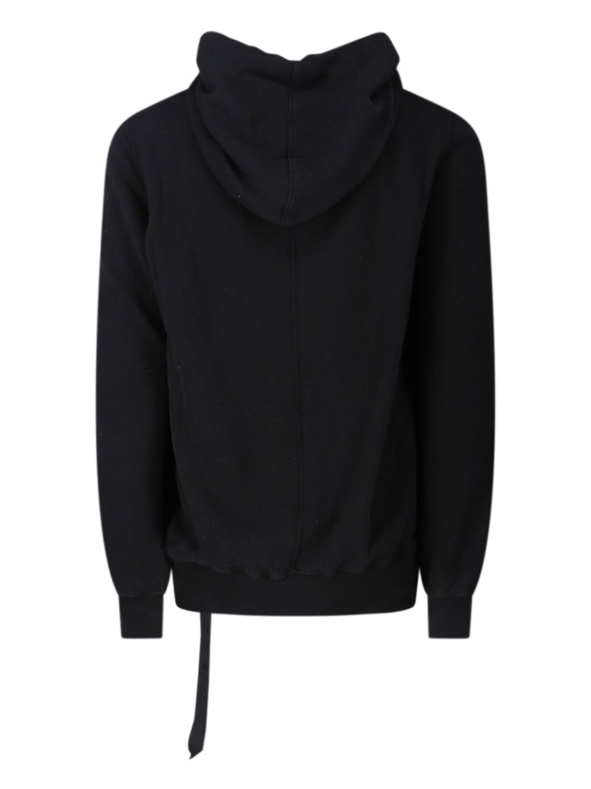 Drkshdw By Rick Owens Relaxed Fit Black Zip-Up Hoodie With Extended Fabric Detail