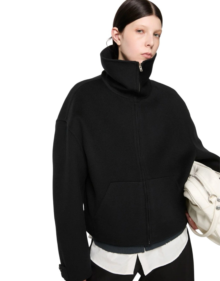 Acne Studios Cropped Jacket With High Stand Collar And Zipper Closure