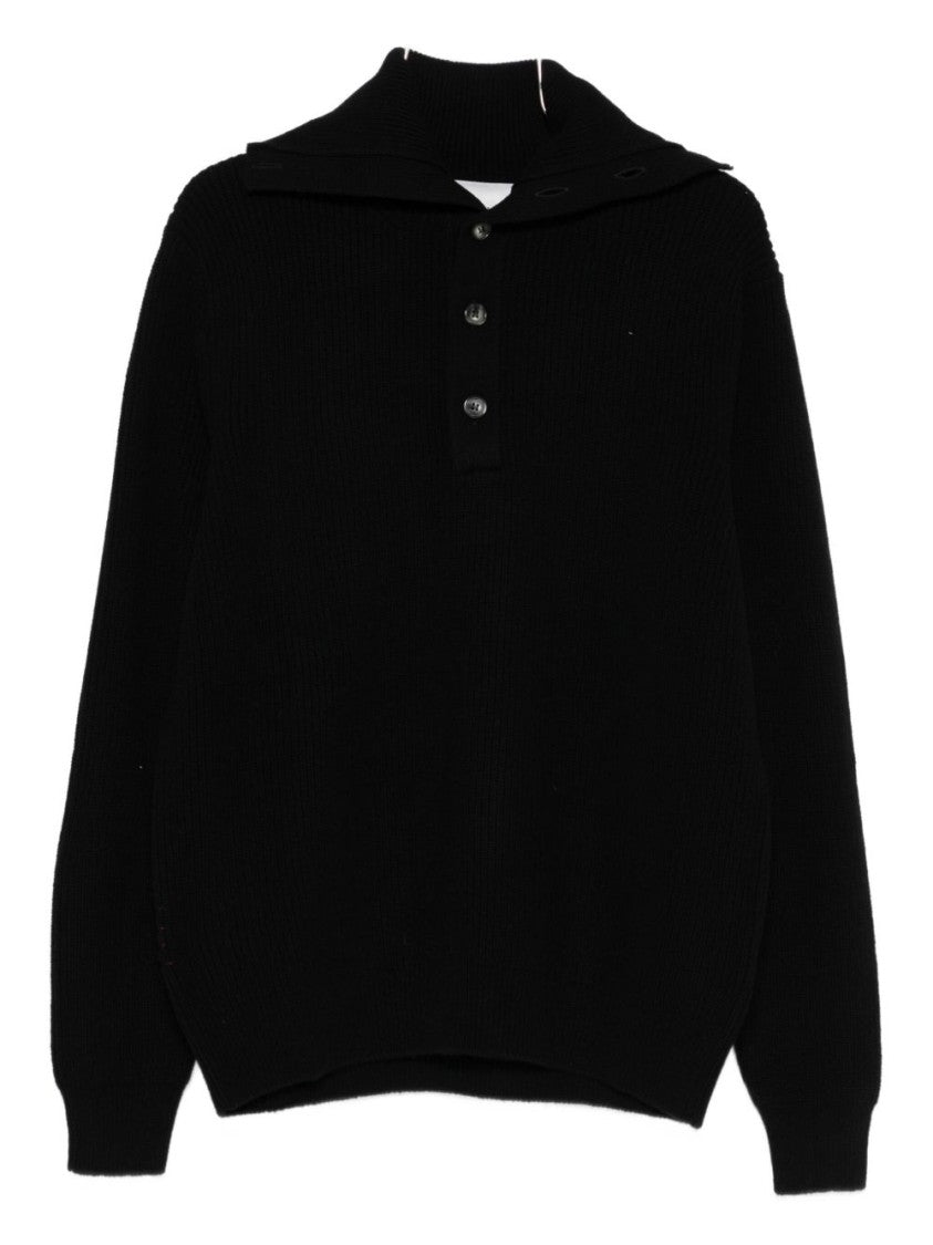 Amaranto Ribbed Knit Sweater With Buttoned Placket