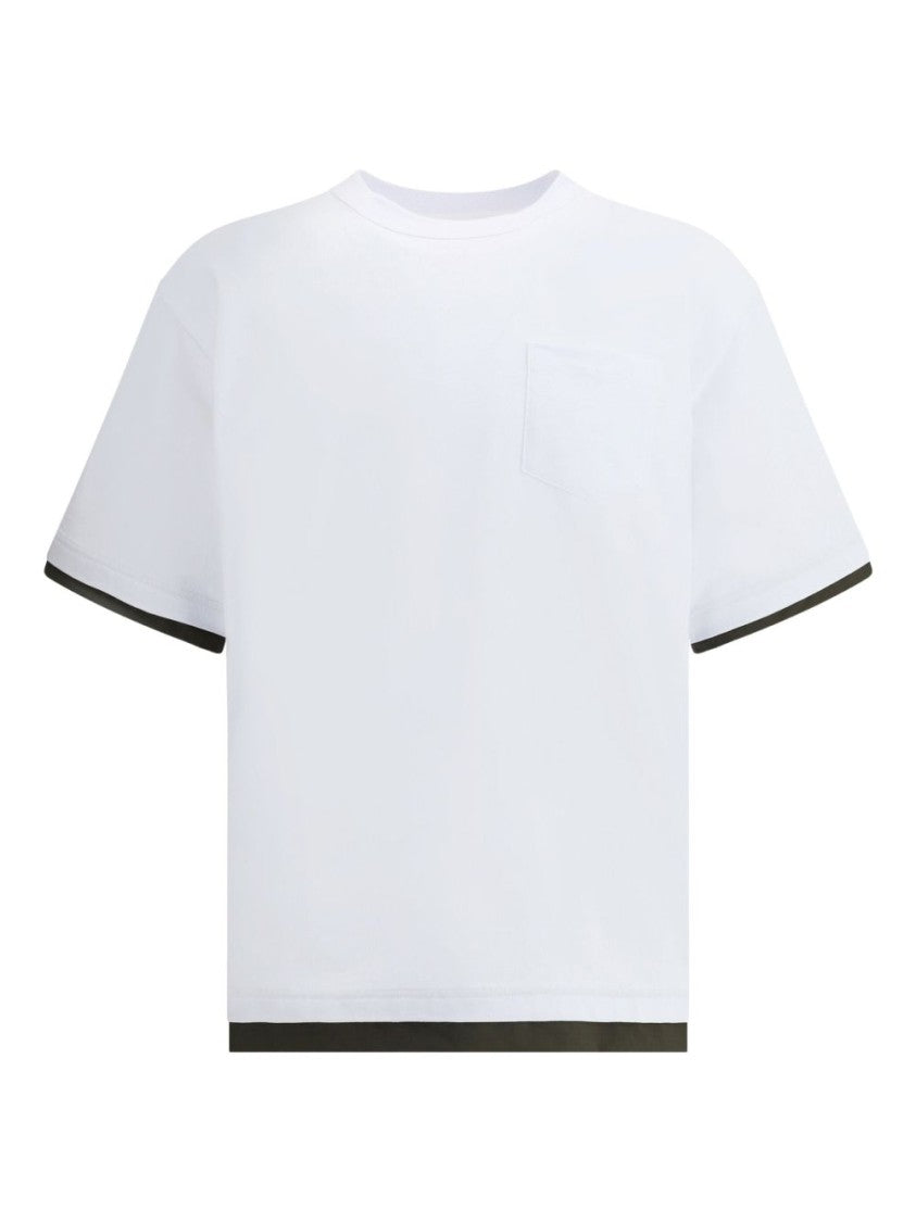 Sacai Short-Sleeve Jersey T-Shirt With Dark Green Trim