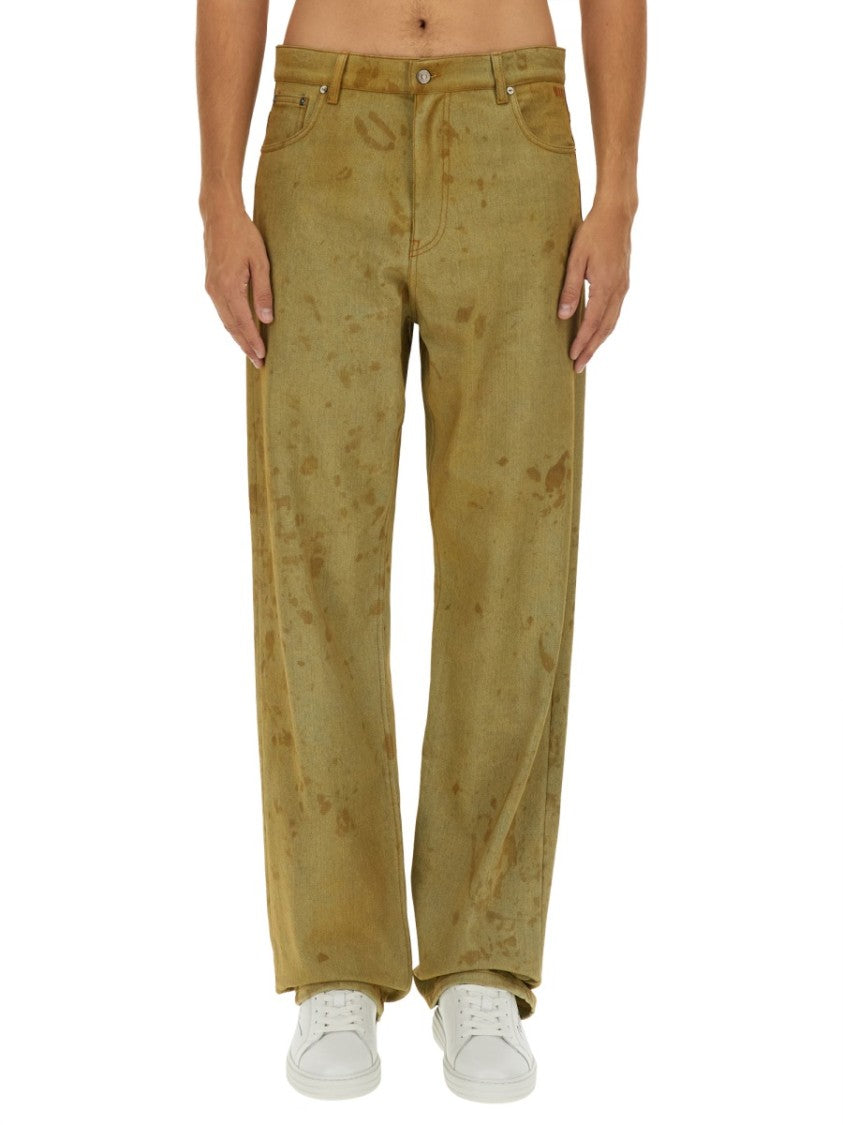 Msgm Denim Pants With Unique Splatter Detailing