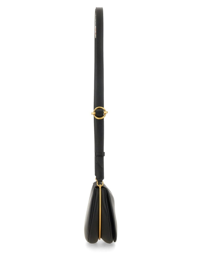 Wandler Curved Silhouette Black Leather Tote With Adjustable Strap