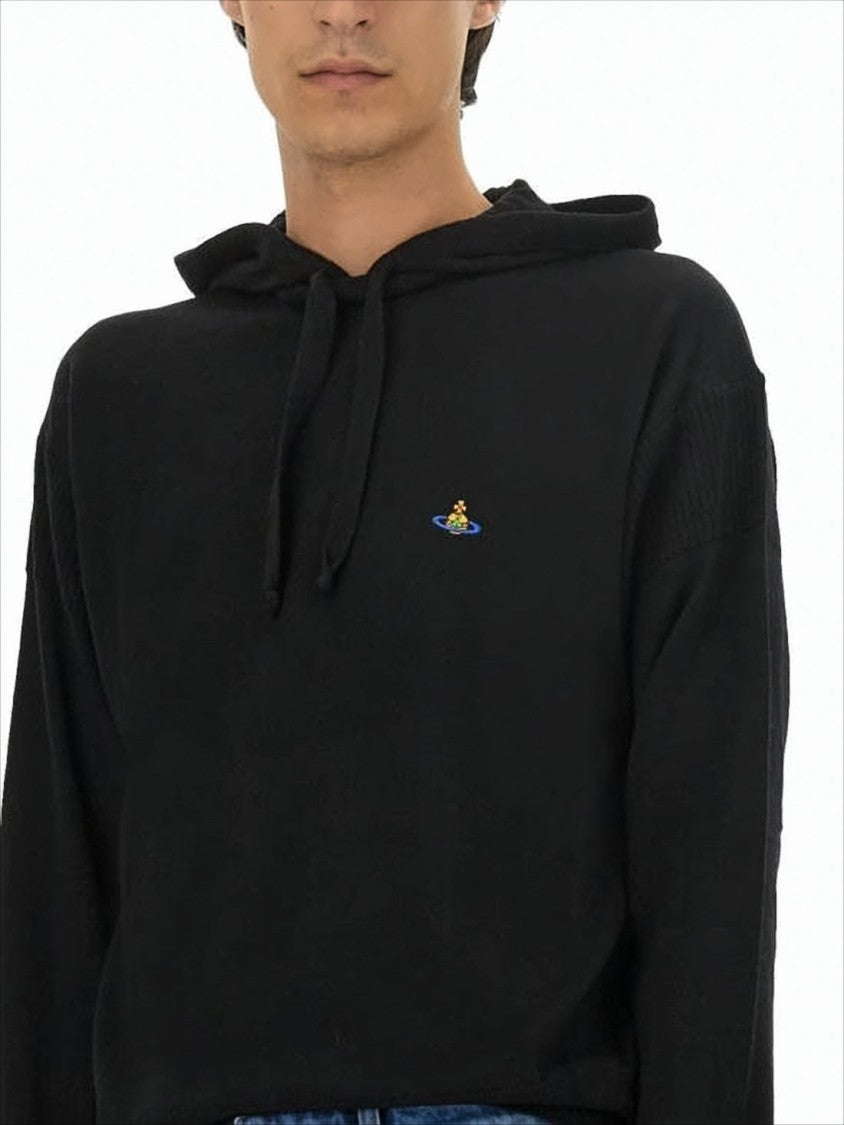 Vivienne Westwood Relaxed-Fit Black Wool Hoodie With Drawstring Hood