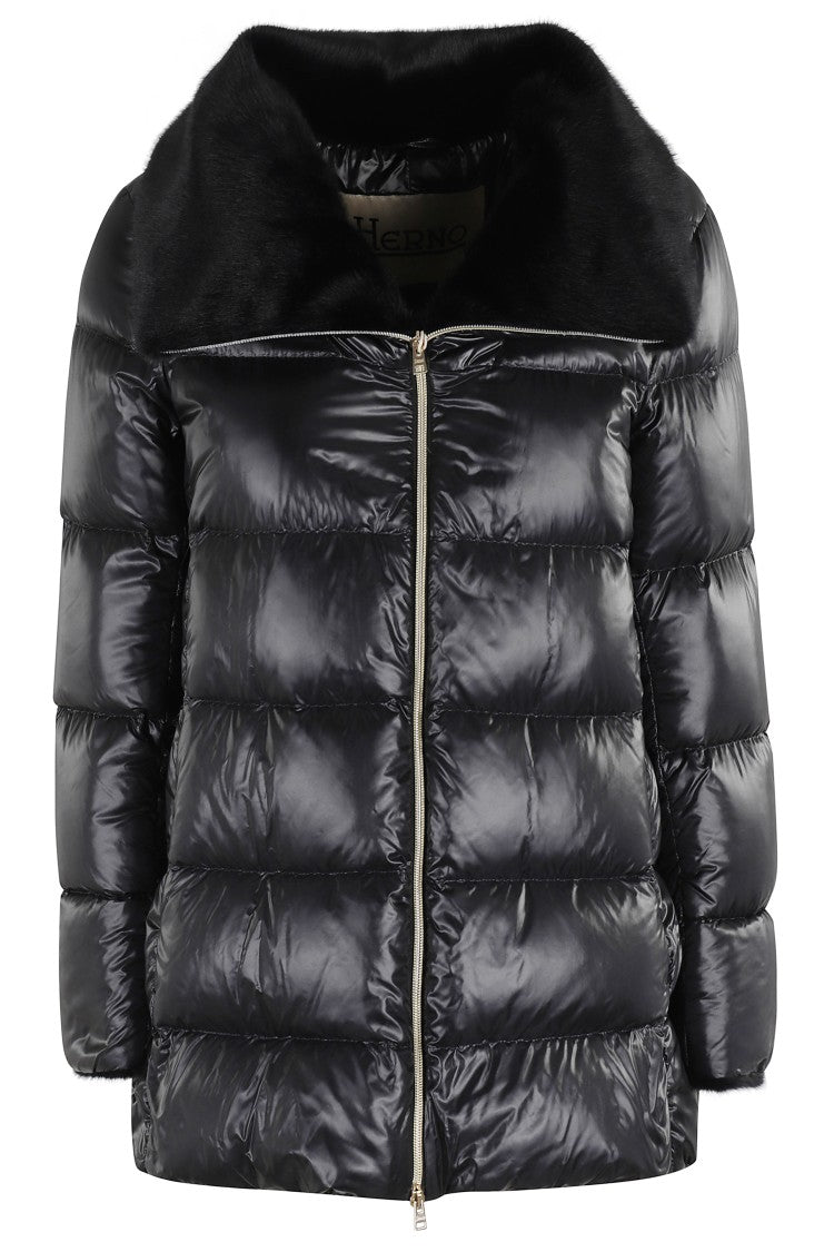 Herno A-Shape Puffer Jacket With Faux Fur Collar