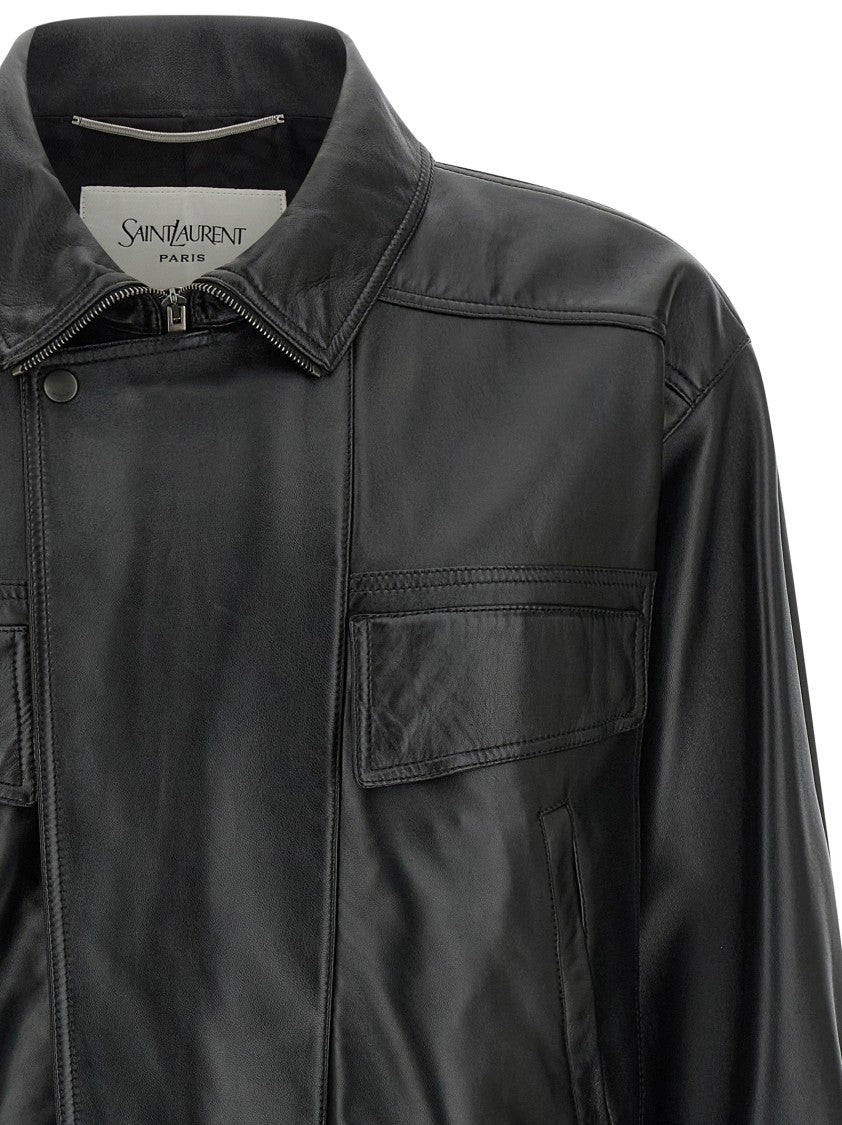 Saint Laurent Leather Bomber Jacket
