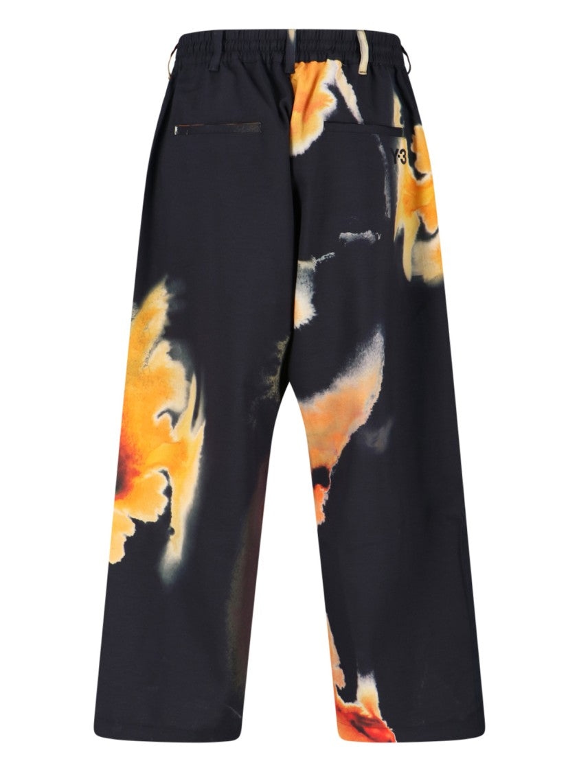 Y-3 Sporty Black Pants With Abstract Orange Print