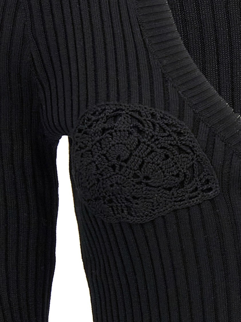 Magda Butrym Ribbed Cotton Cardigan With Macramé Detail