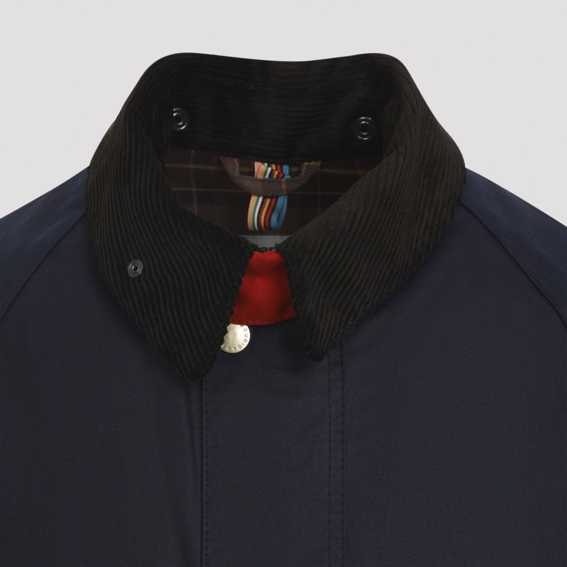 Barbour X Paul Smith Waxed Cotton Jacket With Corduroy Collar