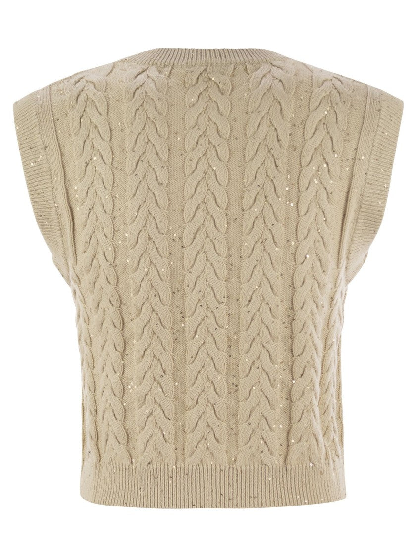 Brunello Cucinelli Dazzling Double Cable Knitted Cotton Waistcoat