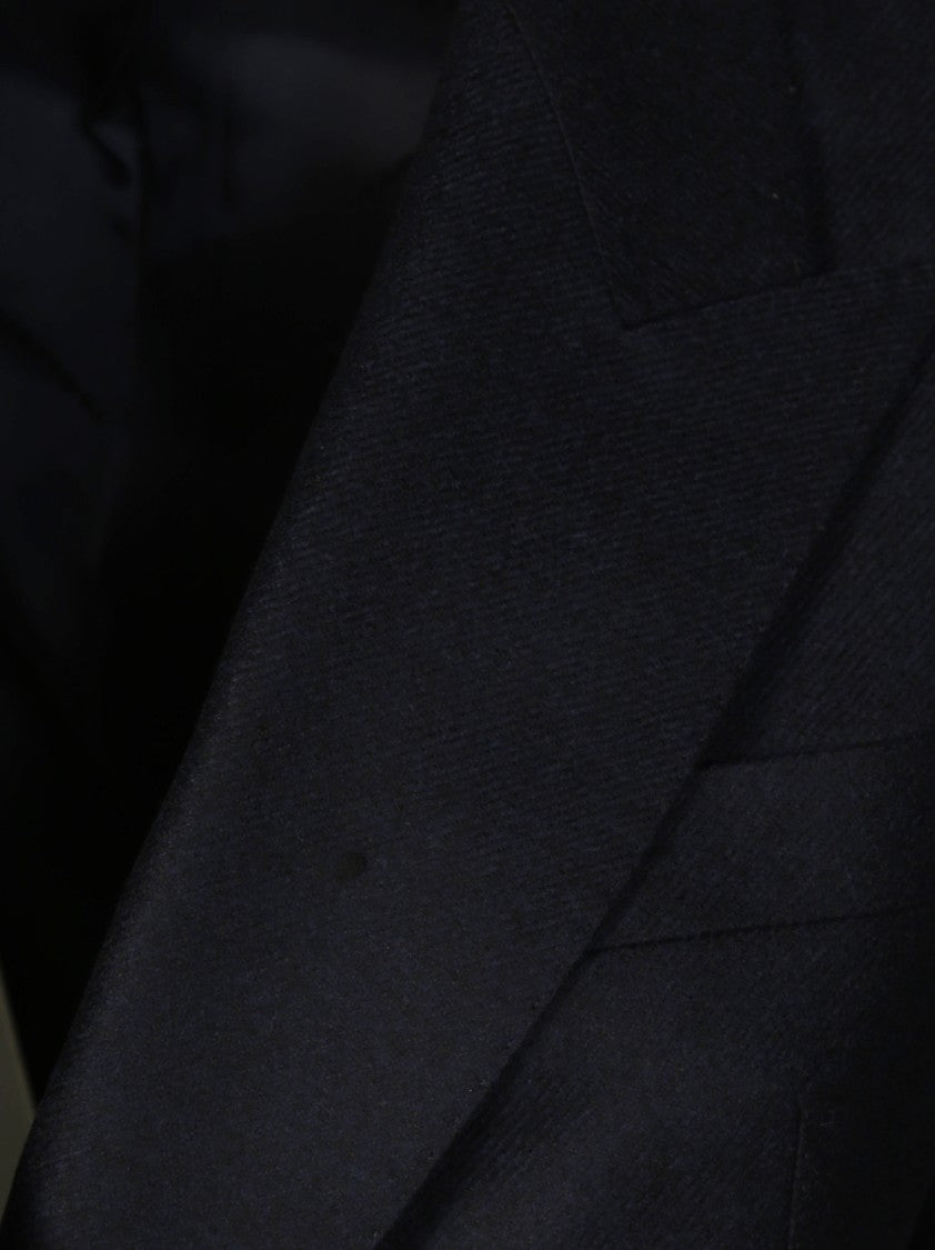 Tagliatore Double-Breasted Blazer With Sharp Lapel And Gold-Tone Buttons