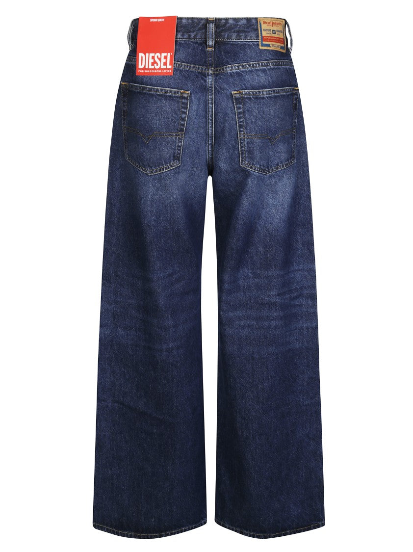 Diesel Wide-Leg High-Waist Denim Jeans With Vintage Wash