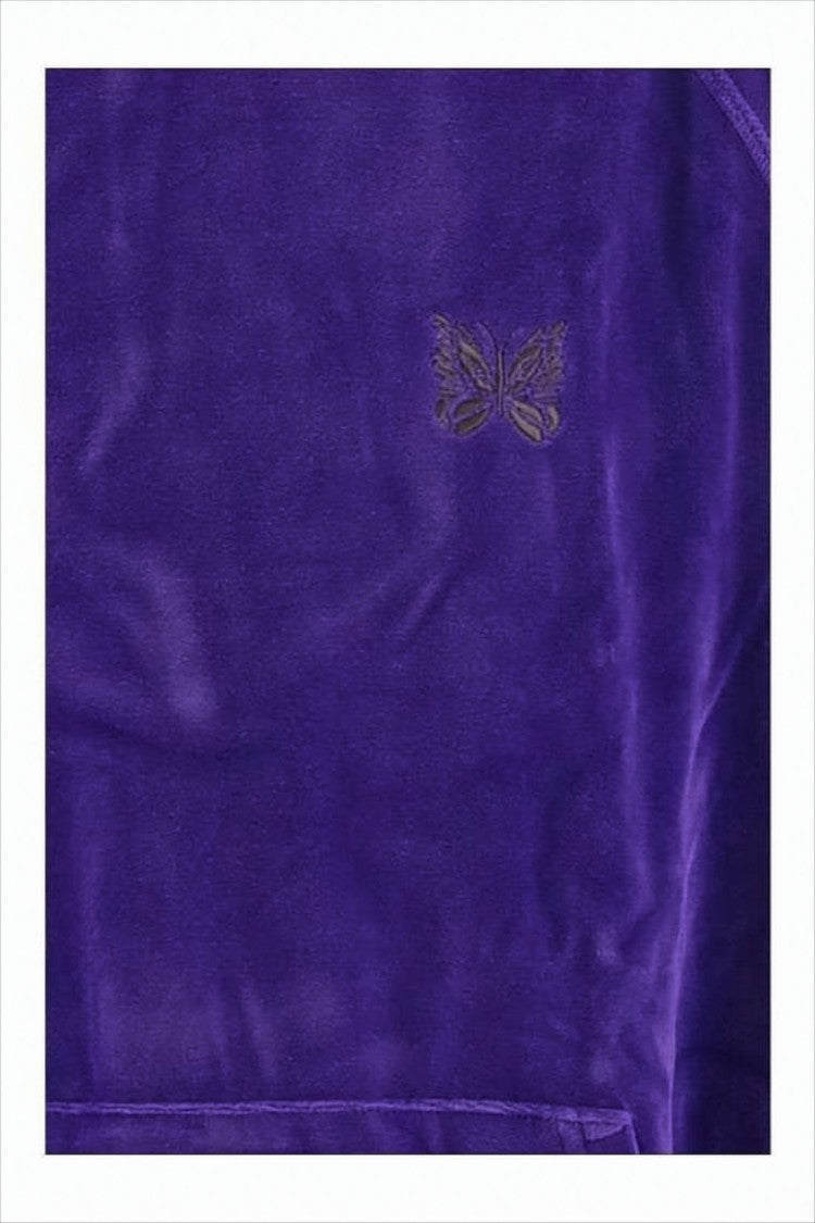 Needles Plush Velour Hoodie With Contrasting Stripes