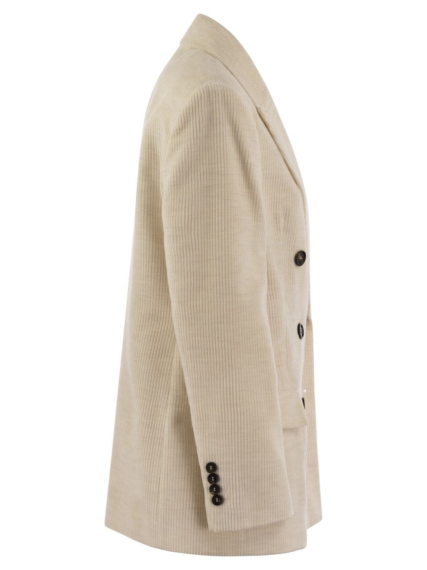 Brunello Cucinelli Viscose And Cotton Corduroy Jacket With Necklace