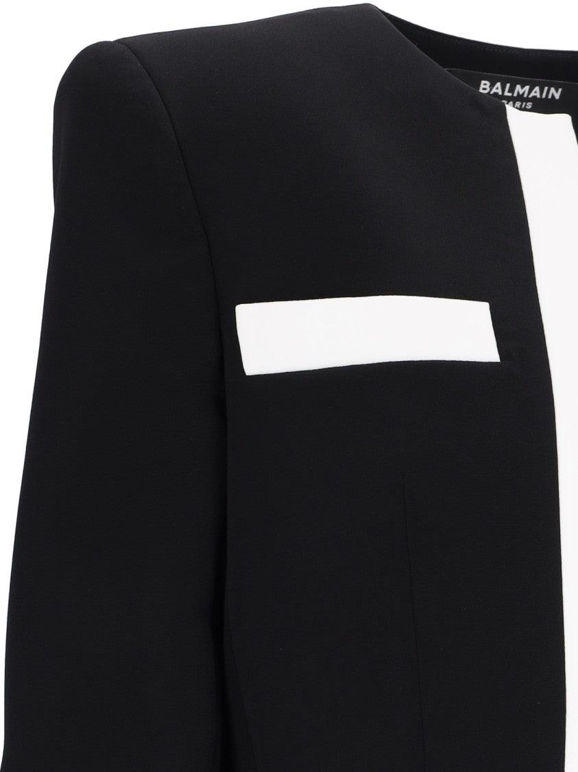 Balmain Cropped Spencer Knit Sweater – Black
