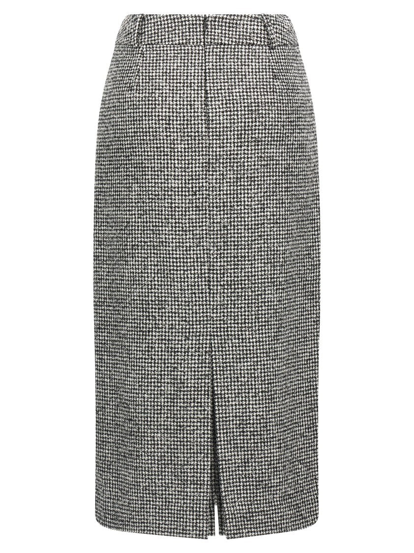 Ermanno Scervino Houndstooth Sheath Longuette Skirt With Back Split