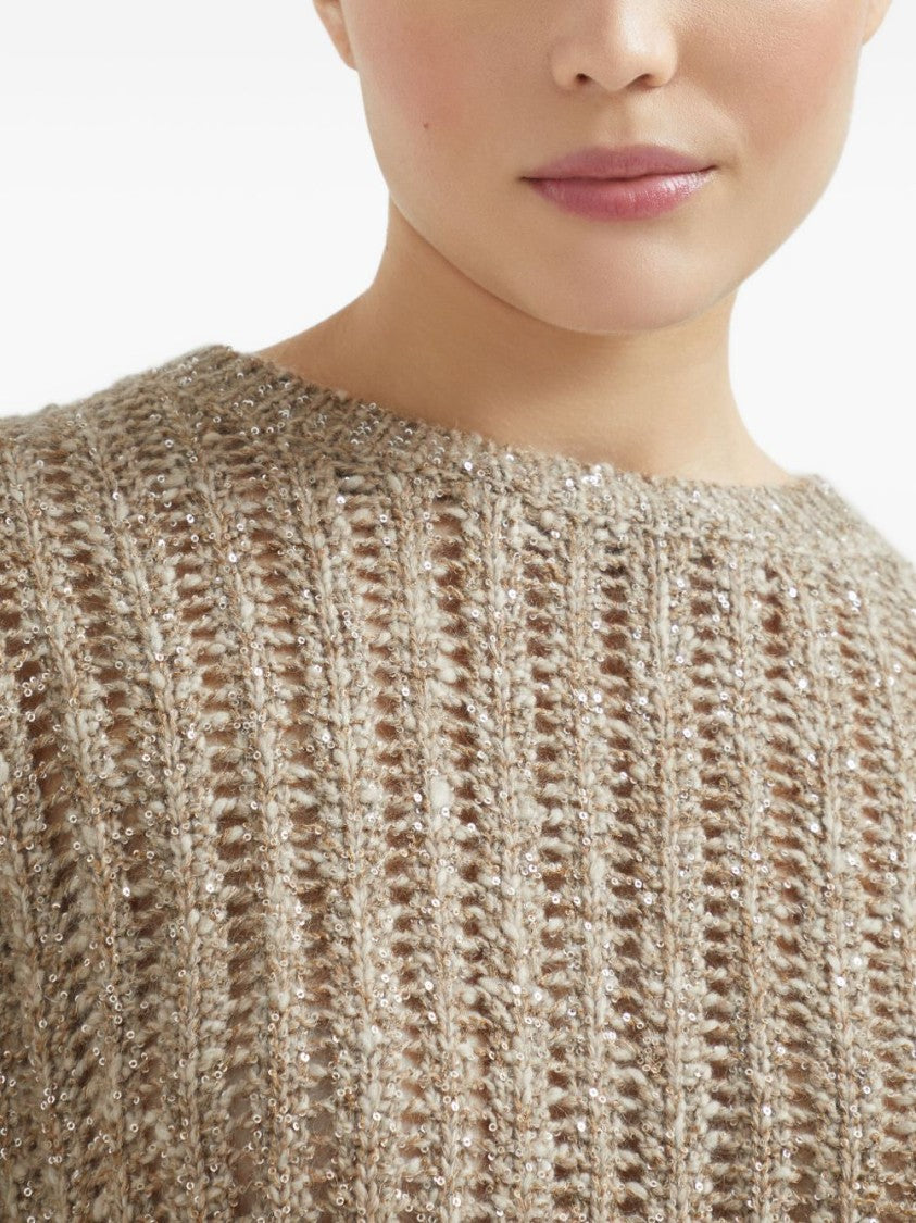 Brunello Cucinelli Textured Ribbed Sweater With Shimmering Threads