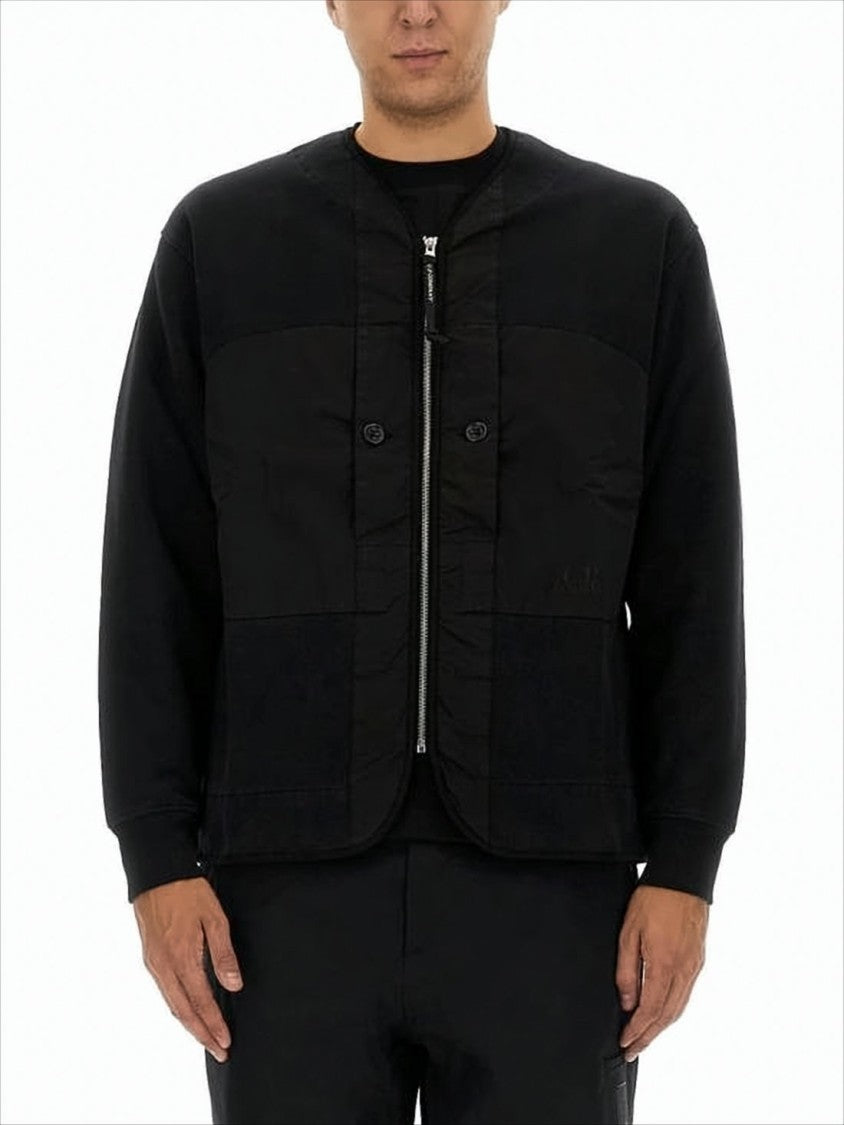 C.P. Company Minimalist Long-Sleeve Top With Quilted Texture And Zipper Detail