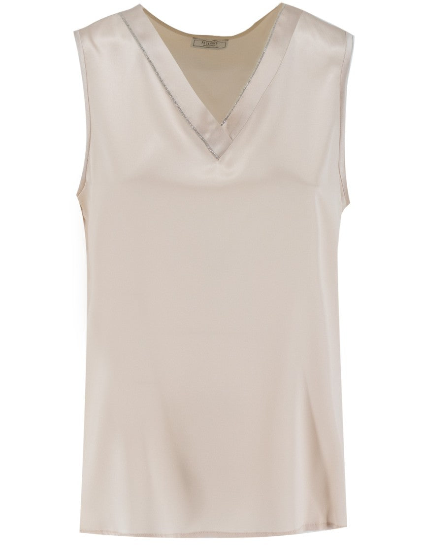 Peserico Silk Top With Jewel Detailing