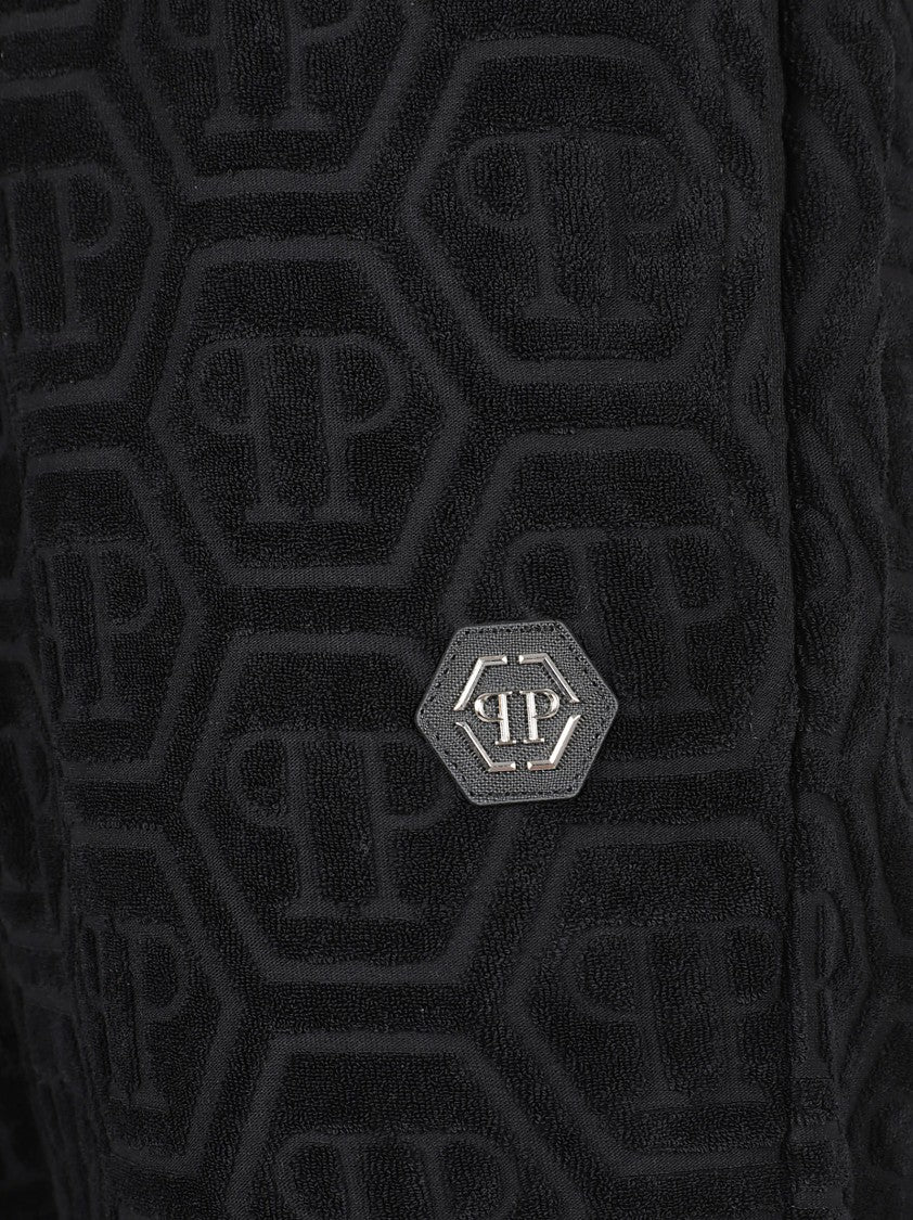 Philipp Plein Textured Black Trousers With Relaxed Fit