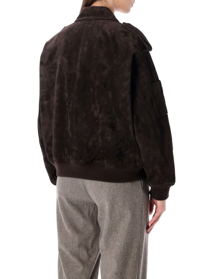 Sword Suede Bomber Jacket With Structured Silhouette