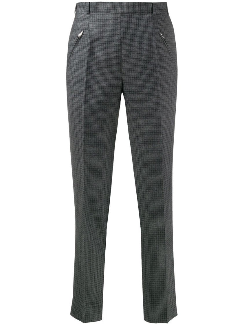 Maison Margiela Checkered Wool Trousers With Zippered Pockets And Tailored Finish