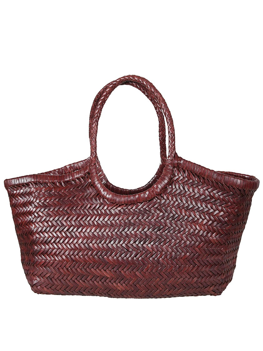 Dragon Diffusion Woven Brown Handbag With Rounded Handles