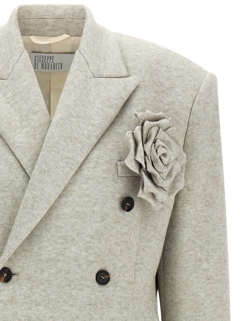 Giuseppe Di Morabito Double-Breasted Oversized Blazer With Removable Rose Brooch