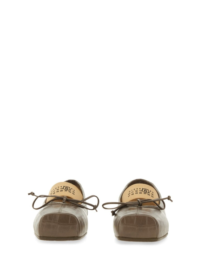 Mm6 By Maison Margiela Crocodile-Effect Leather Ballerina