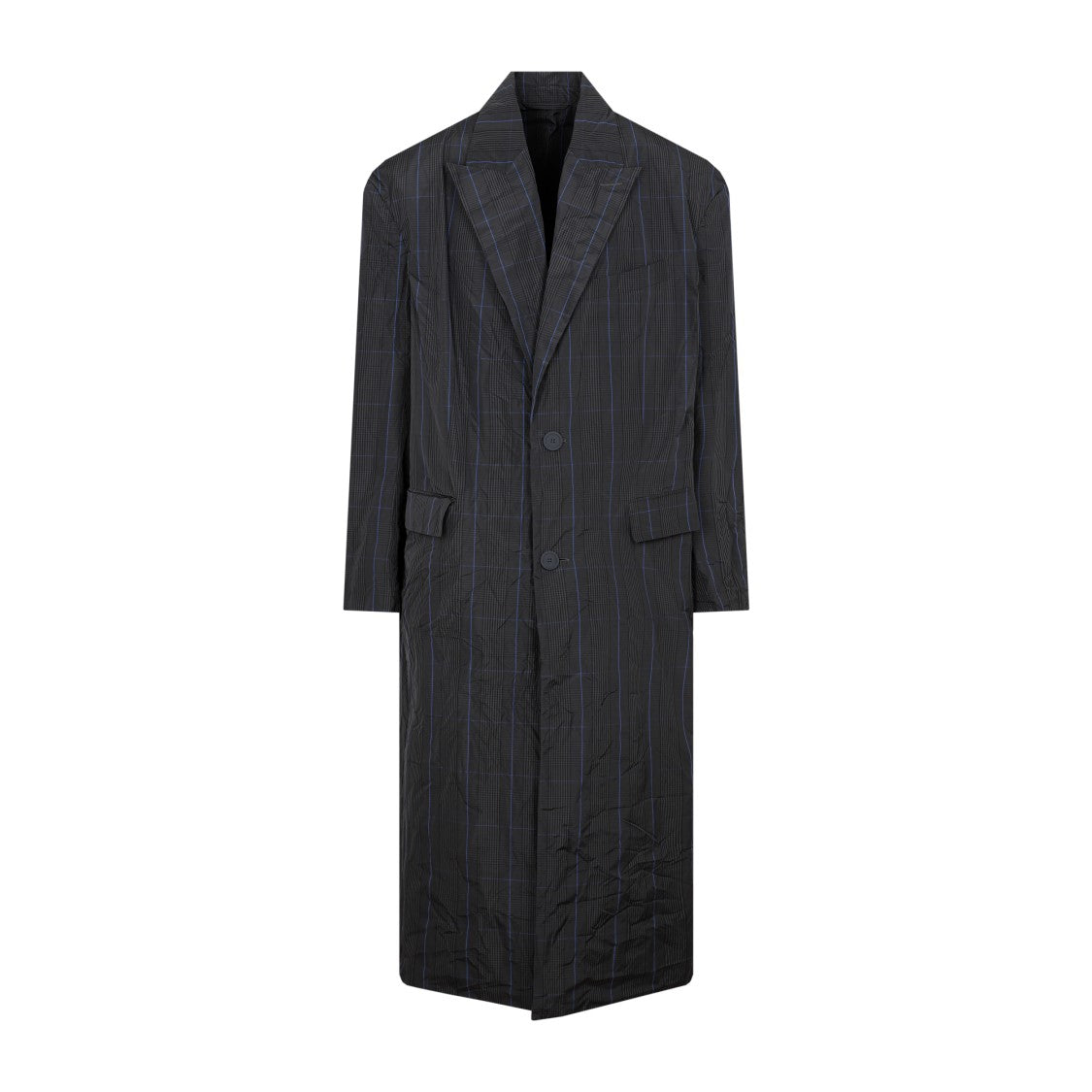 Balenciaga Checkered Long Raincoat With Peak Lapel
